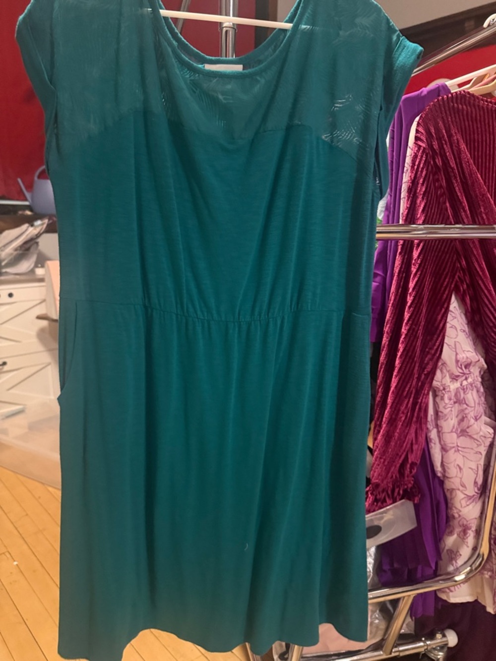 Ava & Viv Teal Cap-Sleeve Midi Dress